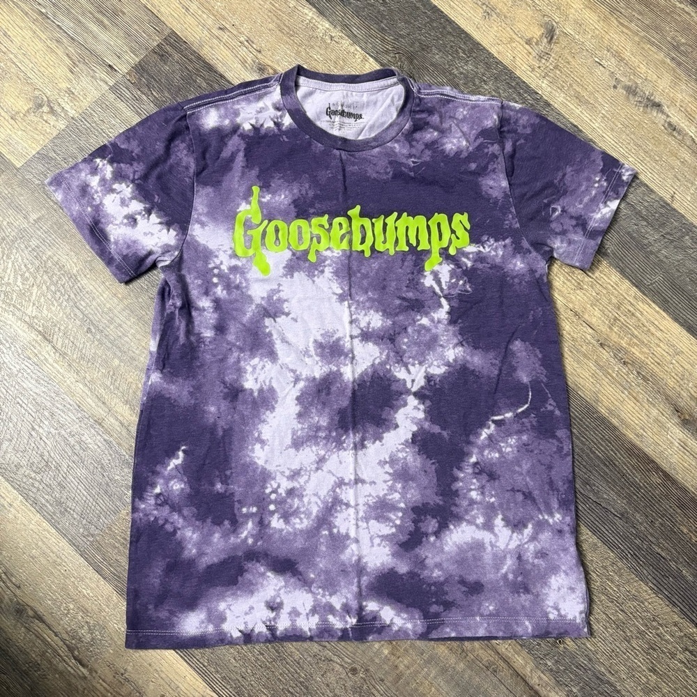 Mens Goosebumps Purple Tie Dye Logo Graphic T-Shirt Size Small short sleeve